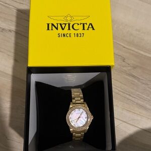 Invicta Gold Watch with Silver Dial